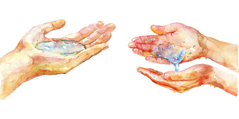 washing hand watercolor vector illustration