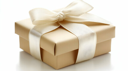 Elegant gift box tied with a creamy satin ribbon, perfect for celebrations and special occasions.  A symbol of thoughtfulness and generosity.