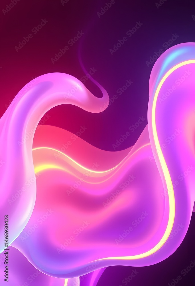 Leinwandbilder dynamic 3d forms glow brilliantly, neon colors intertwine creating beautiful fluid motion, it's a br