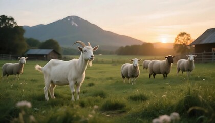Fototapeta premium Eid Qurban Morning with Animals in Nature