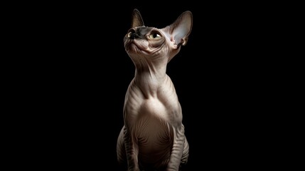 A Majestic Sphynx Cat Portrait Against a Dark Background