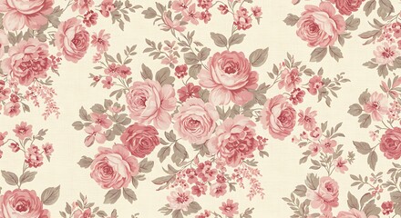 Classic chintz floral pattern in a dusty pink palette