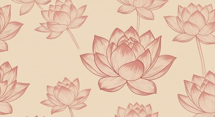 Elegant lotus flower pattern on a neutral background
