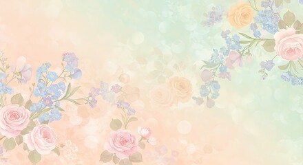 Dreamy garden pattern with soft pastel florals