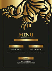luxury gold restaurant menu with ornament decoration