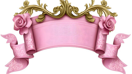 Elegant Pink Decorative Banner with Floral Accents Perfect for Announcements and Invitations