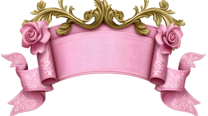 Elegant Pink Decorative Banner with Floral Accents Perfect for Announcements and Invitations