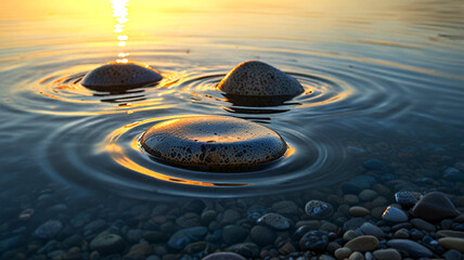 zen stones in water