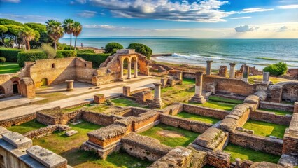 Fototapeta premium Ancient Roman Ruins in Rimini, seaside, Italy, seaside, Italy, historic, ancient