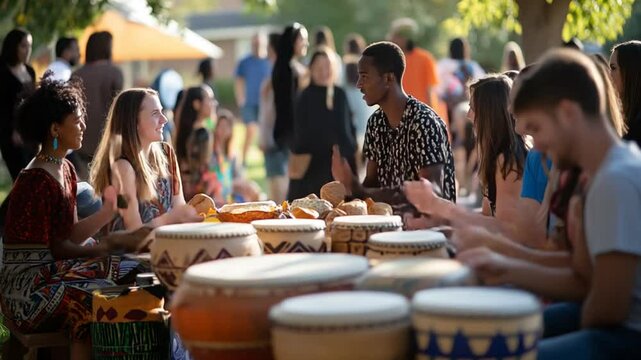 Joyful Drum Circle: Students Gather for a Rhythmic Celebration