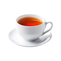 Hot beverage in white cup and saucer