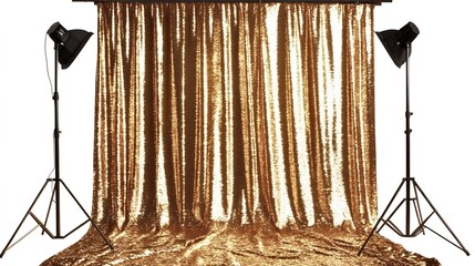 Gold Sequins Photography Backdrop with Lights