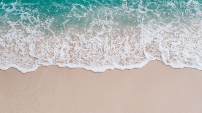 Serene Beach Scene with Gentle Waves and Soft Sand