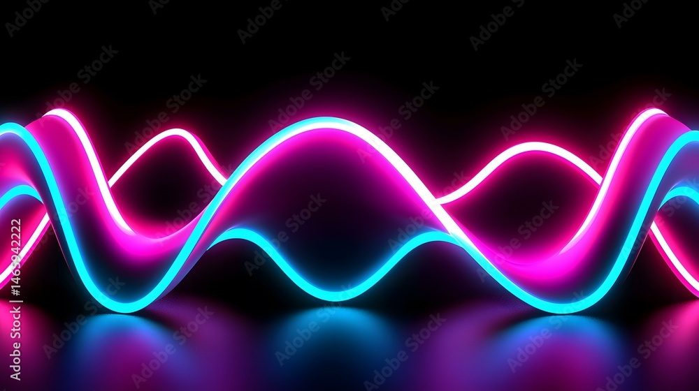 Poster the image contains a digitally rendered, abstract composition of vibrant pink and cyan neon lights f