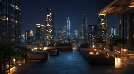 Fototapeta premium Night cityscape skyline buildings