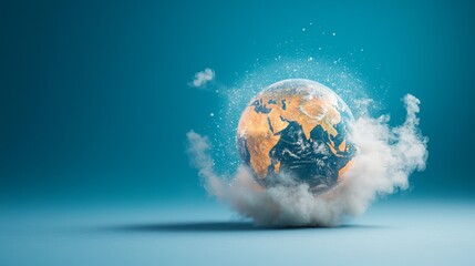 Obraz premium Earth emerging from a cloud of mist with vibrant colors