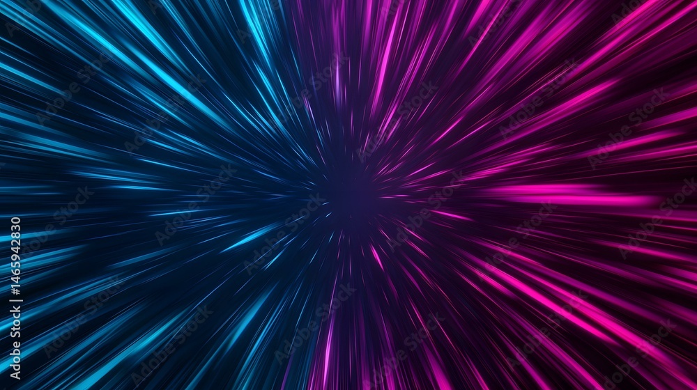 Poster the image contains an abstract representation of light streaks emanating from a central point, with 