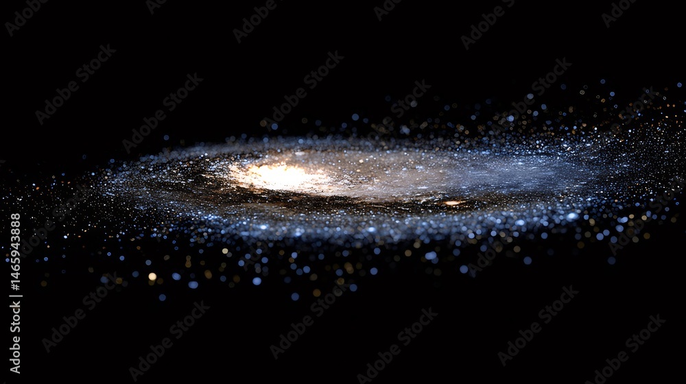 Aufkleber 星雲が渦巻く宇宙空間に浮かぶ星の軌跡 きらめく粒子と宇宙背景に広がる幻想的な星空