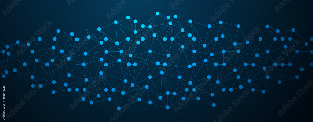 Fototapete global structure networking and data connection concept. abstract plexus technology futuristic netwo