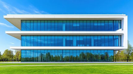 Fototapeta premium Modern architectural design showcasing a contemporary office bui
