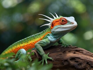 Fototapeta premium Sunbathing Green Iguana by the New River in Belize