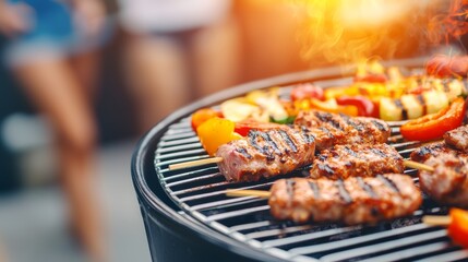Summer Barbecue Feast Near Baseball Field