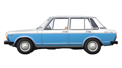 A Classic Retro Blue Sedan: Celebrating Timeless Automotive Design and Nostalgia in Transportation