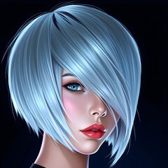 Trendy Blue Bob Hairstyle: A Modern Illustration of Chic Hair Fashion