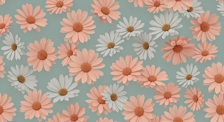 Aesthetic daisy flower background pattern with muted colors