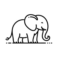 Fototapeta premium Cute Cartoon Elephant Line Art Happy Animal Illustration