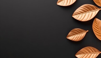 Obraz premium Rose gold leaves arranged on a dark background, leaving ample space for text or design