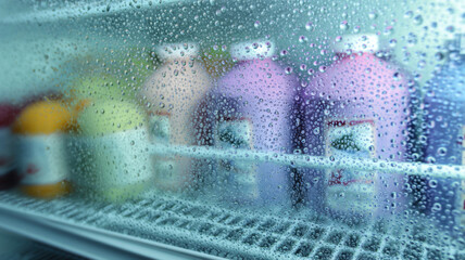 Fototapeta premium Close-up of bottled drinks in refrigerator