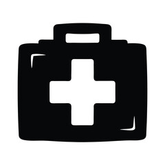 office first aid kit vector silhouette icon - ideal for business, office, or remote work graphics.