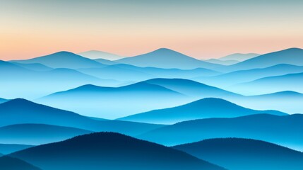 Misty Mountain Landscape with Gentle Fog Layers