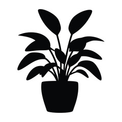 office plant vector silhouette icon - ideal for business, office, or remote work graphics.