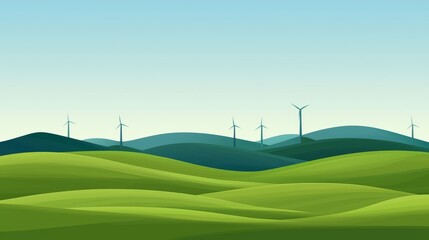 Obraz premium Renewable Energy Landscape with Wind Turbines