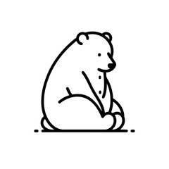 Adorable Polar Bear Line Art  Cute Arctic Animal Illustration