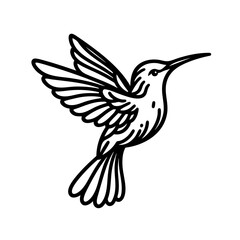 Hummingbird in Flight  Elegant Bird Line Art