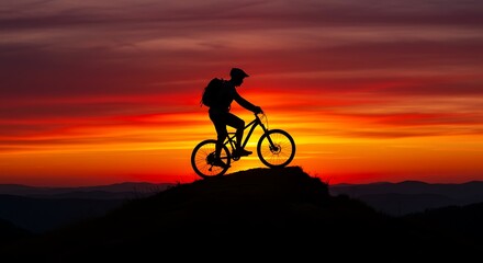 Mountain Biker Silhouette at Sunset