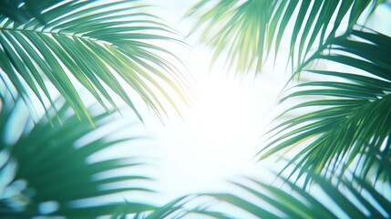 Lush Tropical Jungle Leaves Overlapping in Bright Light