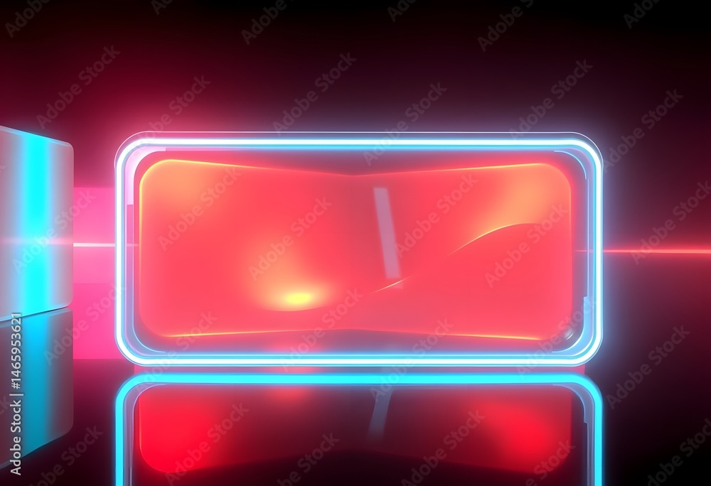 Leinwandbilder glowing glass shapes abstract modern design, vibrant neon edges, transparent layers create depth, fu
