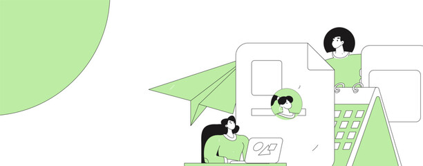 Personnel doing job interview flat vector concept operation hand drawn illustration
