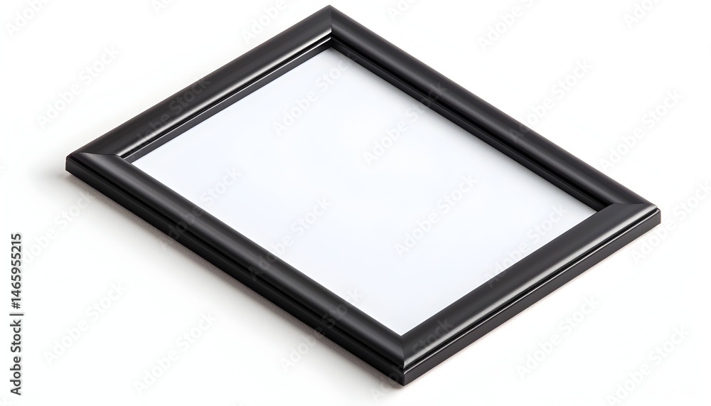 Poster a simple black rectangular picture frame sits angled on a white background, showcasing its clean lin