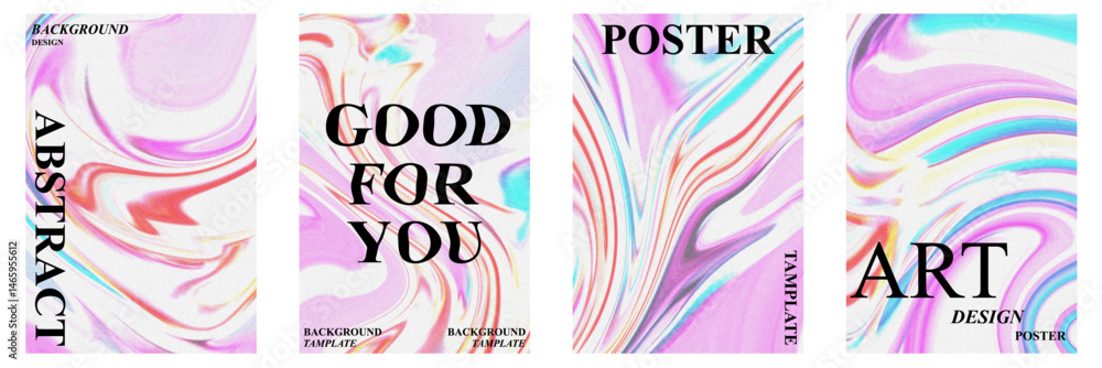 Poster abstract poster set with wavy and textured grain effect. modern minimal design for creative backgrou