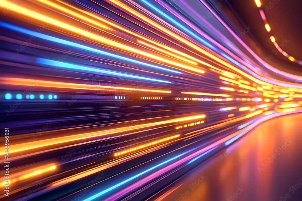 Aufkleber abstract image of vibrant, dynamic light streaks converging into a tunnel-like perspective, creating