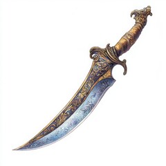 Ornate Dagger with Intricate Design and Decorative Handle Details