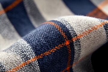 Close-up of a textured, patterned fabric.  Folded cloth with woven, colorful squares