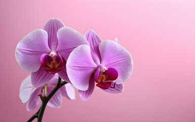 purple-pink orchids on a background of pink wallpaper. High quality