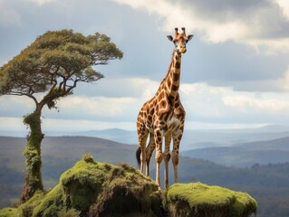 Obraz premium Nature's Sentinel: A Hawk Amid Greenery on a Summer Day