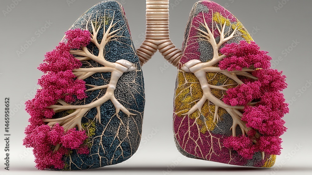 Aufkleber visually striking image depicting human lungs made up of intricate tree like structures branches and